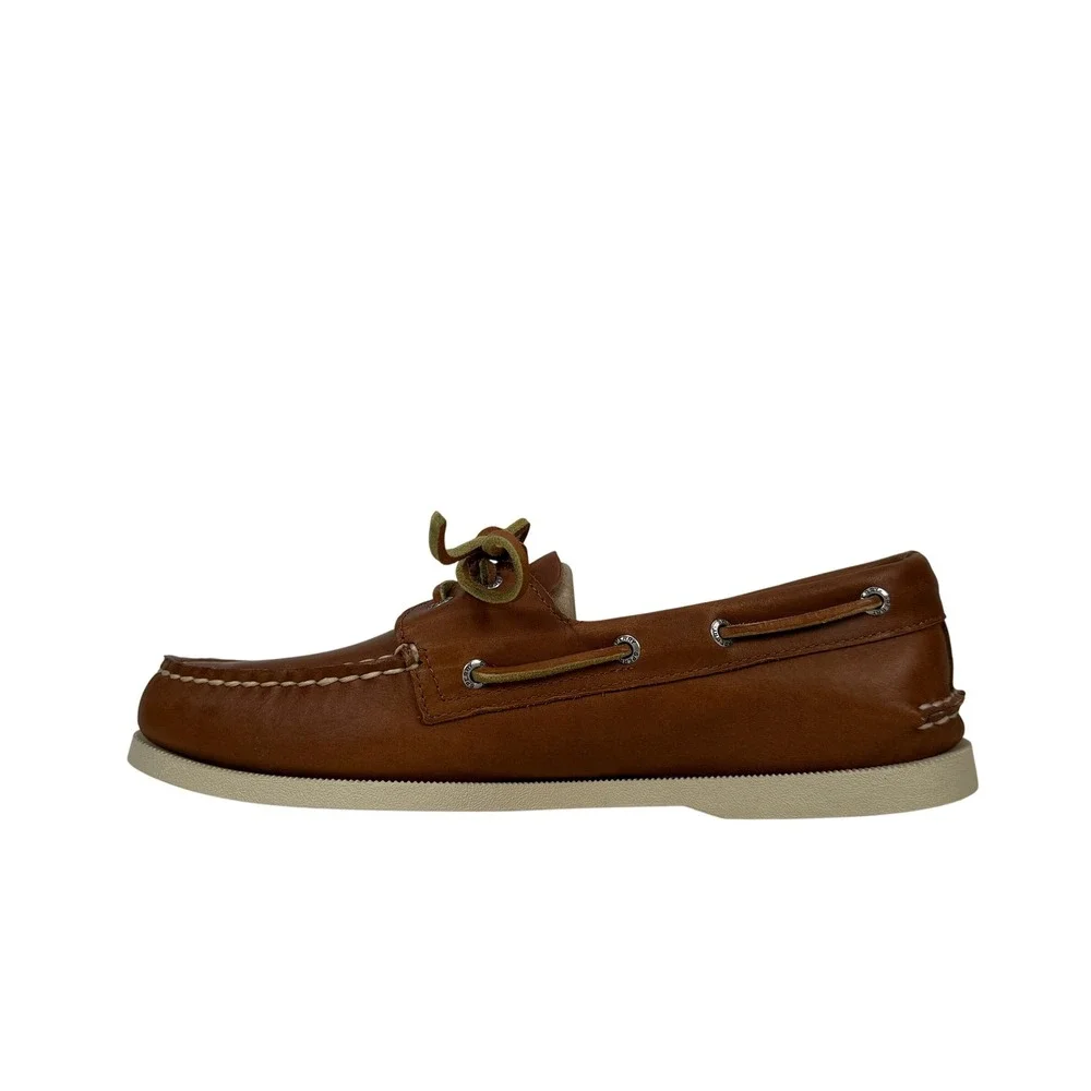 Sperry Authentic Original Boat Shoes Mens 10.5 Wide Tan Leather 2 Eye Slip On